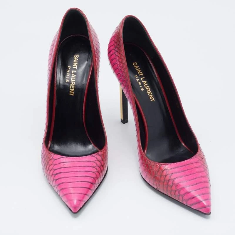 商品[二手商品] Yves Saint Laurent|Yves Saint Laurent Pink Python Leather Pointed Toe Pumps Size 38,价格¥1192,第4张图片详细描述