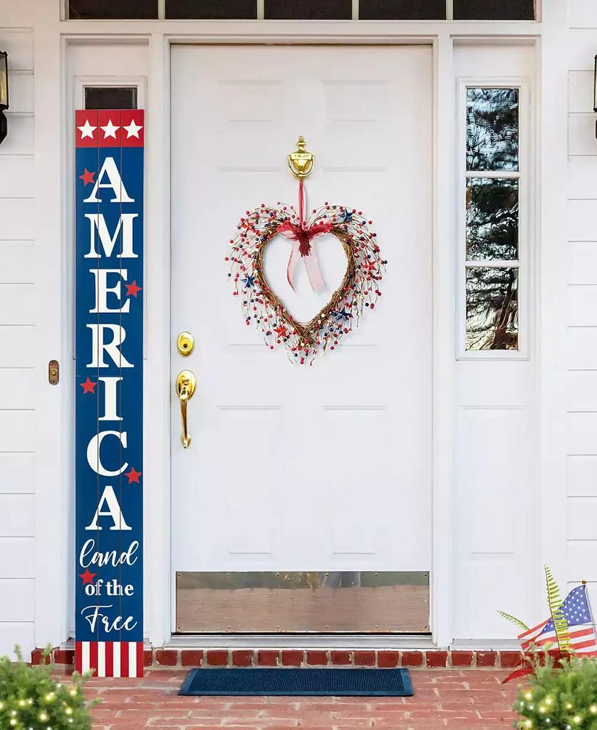 商品Glitzhome|17" H Patriotic, Americana Berry Heart Wreath,价格¥373,第3张图片详细描述