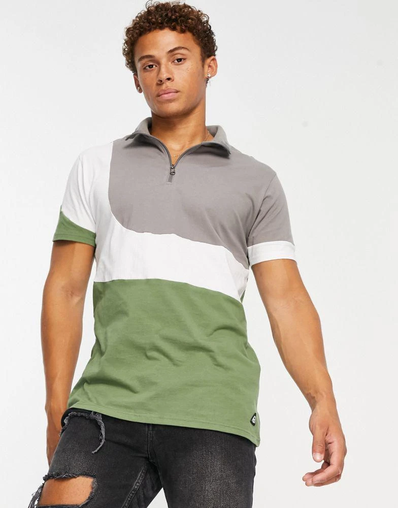 商品American Stitch|American Stitch half zip polo shirt in green,价格¥210,第2张图片详细描述