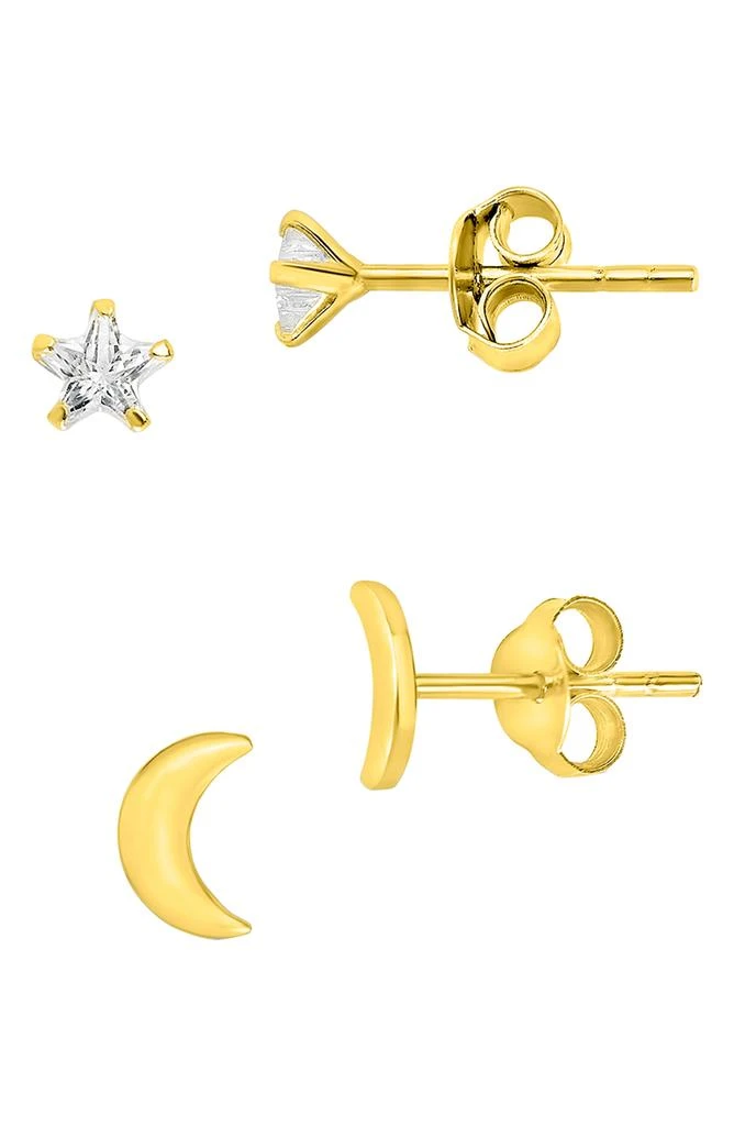 商品Sterling Forever|Set of 2 Crescent & Star Stud Earrings,价格¥105,第3张图片详细描述