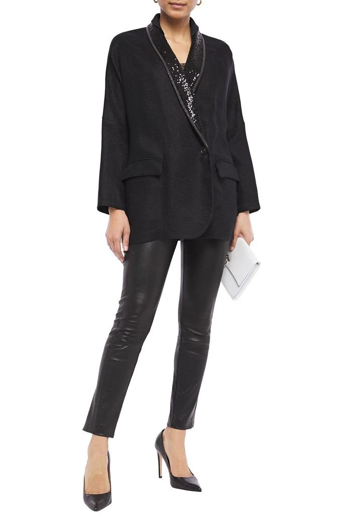 商品Brunello Cucinelli|Embellished satin-trimmed linen-twill blazer,价格¥10671,第2张图片详细描述