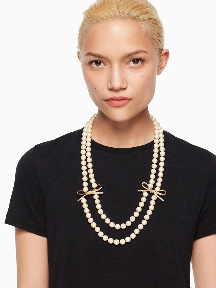 商品Kate Spade|skinny mini long double row pearl necklace,价格¥421,第2张图片详细描述