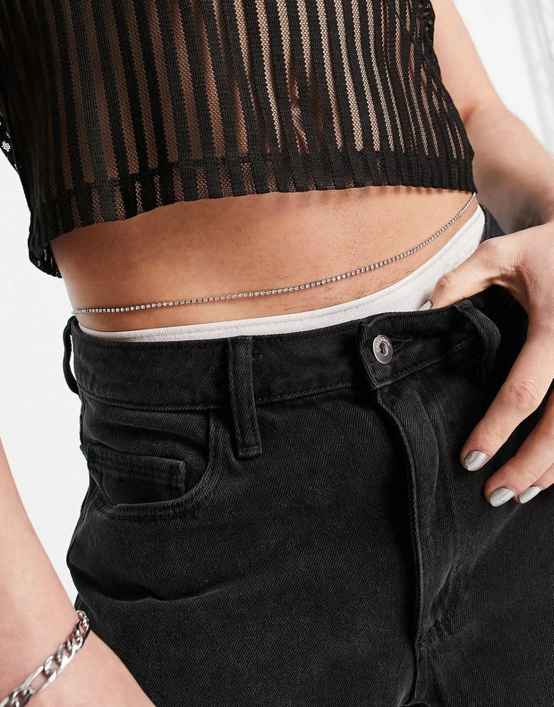 商品ASOS|ASOS DESIGN party belly chain with diamante crystals in silver tone,价格¥50,第1张图片