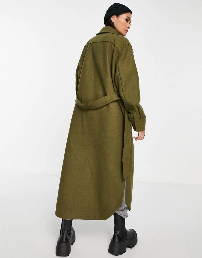 商品Topshop|Topshop longline belted utility coat in khaki,价格¥445,第2张图片详细描述