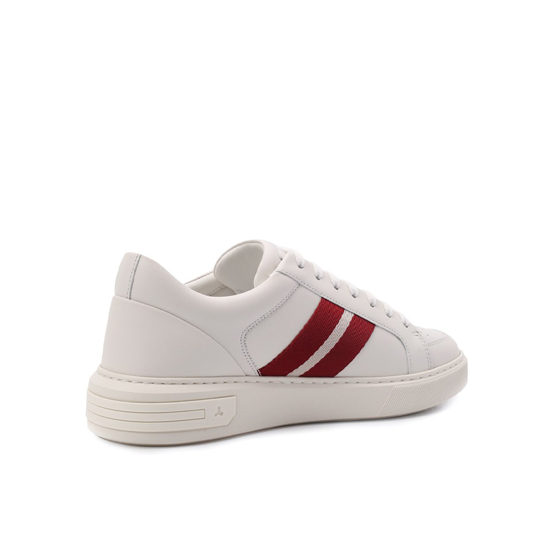 巴利新款男士白色休闲运动鞋白色红条纹600799-25268（澳门仓发货）商品第2张图片规格展示