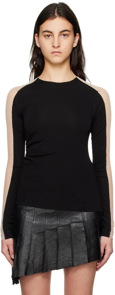 商品Helmut Lang|Black Sheer Long Sleeve T-Shirt,价格¥1233,第1张图片