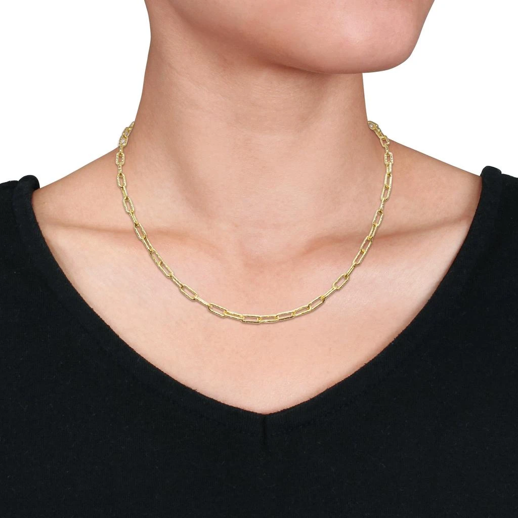 商品Mimi & Max|3.5mm Fancy Paperclip Chain Necklace in Yellow Plated Sterling Silver - 18 in,价格¥396,第2张图片详细描述