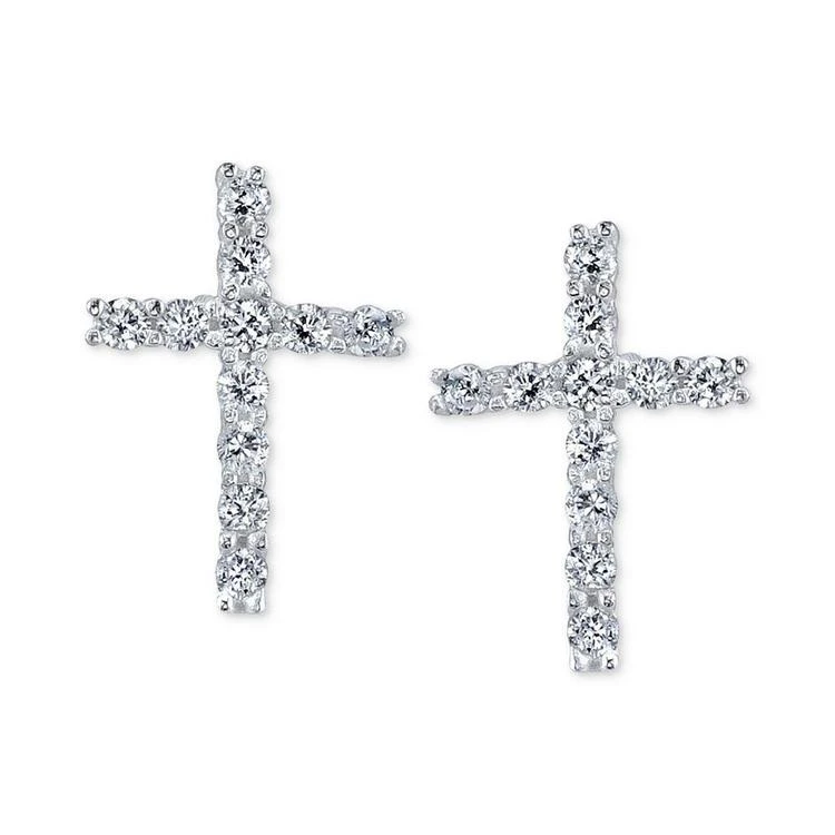 商品Unwritten|Cubic Zirconia Cross Stud Earrings in Sterling Silver,价格¥347,第2张图片详细描述