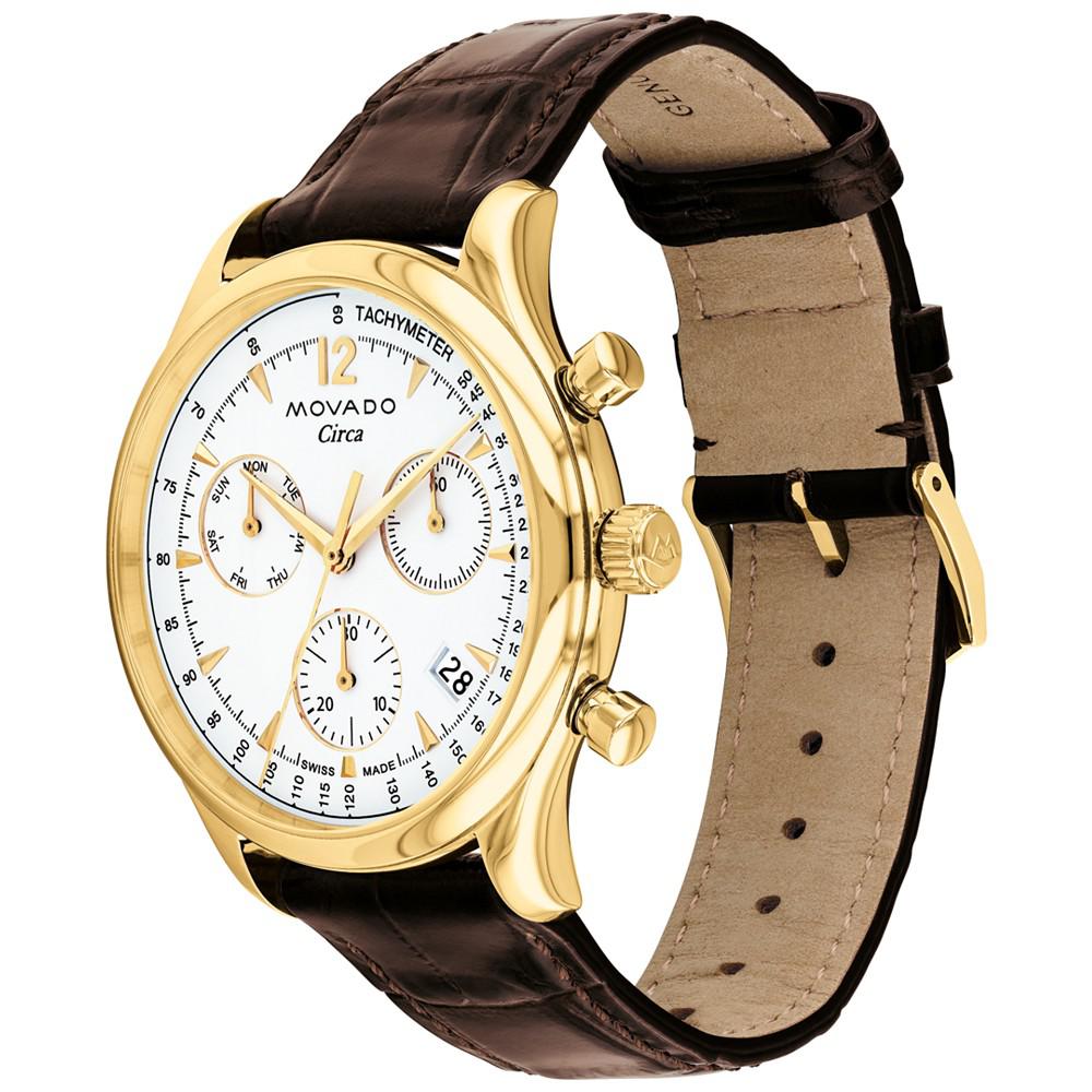 Men's Heritage Circa Swiss Quartz Chronograph Brown Genuine Leather Strap Watch 43mm商品第2张图片规格展示