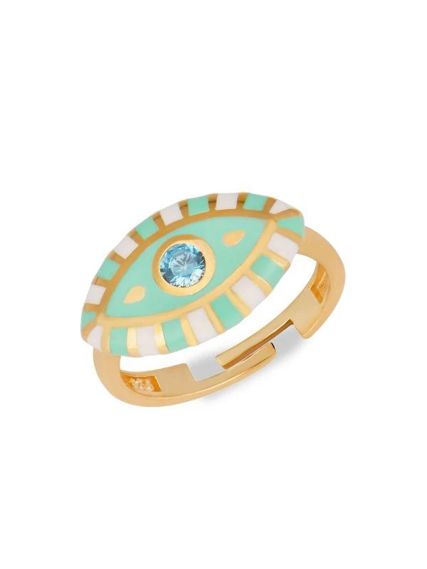 商品Gabi Rielle|14K Gold Vermeil, Enamel & Crystal Evil Eye Ring,价格¥410,第1张图片