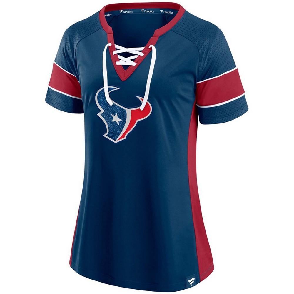 商品Majestic|Fanatics Branded Women's Houston Texans Team Draft Me Lace-Up Raglan T-Shirt,价格¥357,第4张图片详细描述