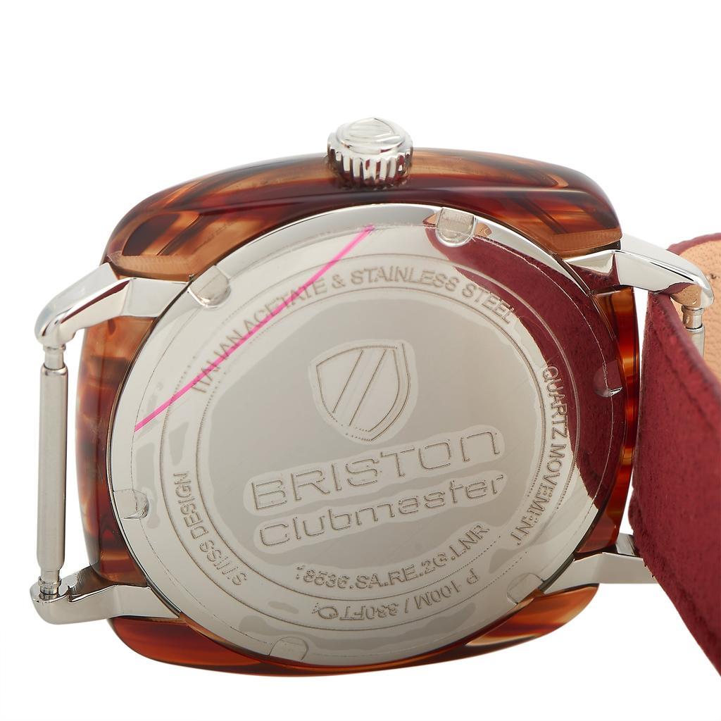 商品Briston|Briston Clubmaster Chic 4 Elements Fire Red Suede Leather Watch 18536.SA.RE.2G.LNR,价格¥668,第4张图片详细描述
