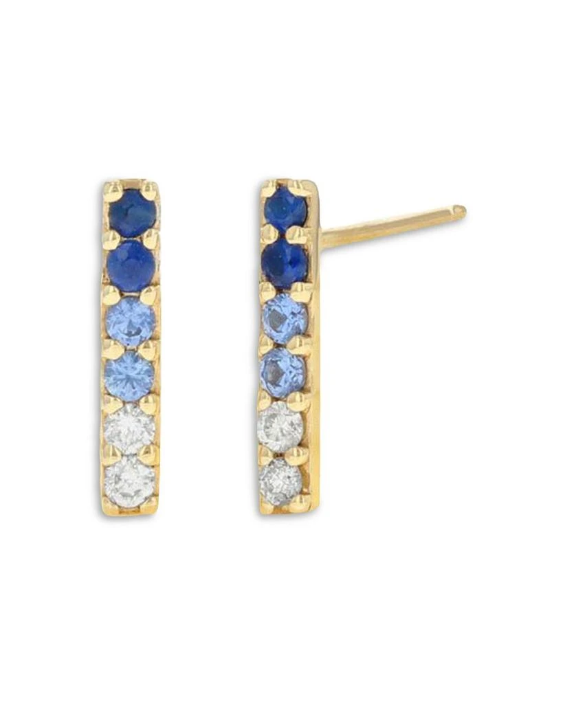 商品Rachel Reid|14K Yellow Gold Blue Sapphire & Diamond Ombré Vertical Bar Stud Earrings,价格¥2729,第1张图片详细描述
