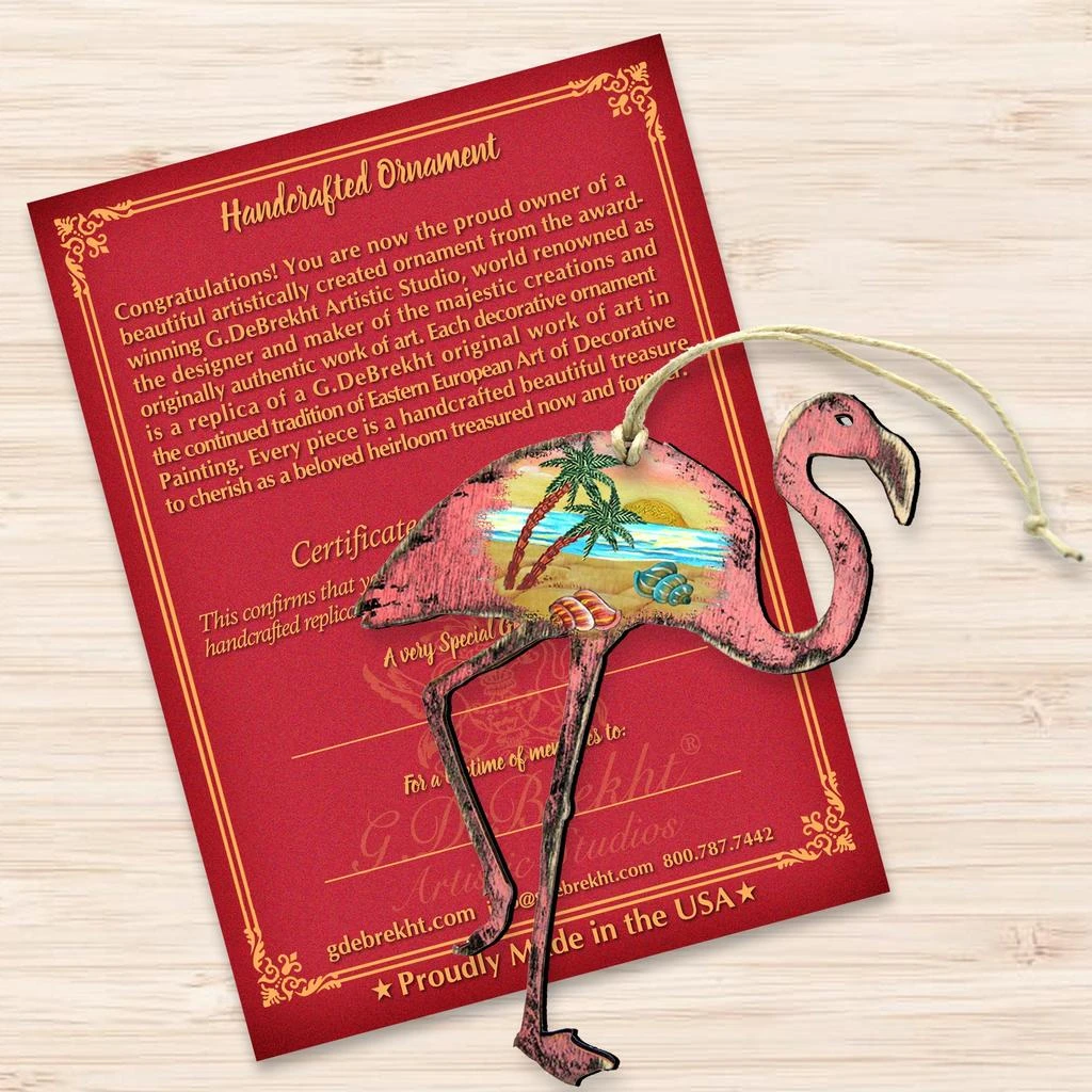 商品Designocracy|Designocracy Rustic Flamingo - 8198544 Wooden Ornaments Set of 2,价格¥206,第3张图片详细描述
