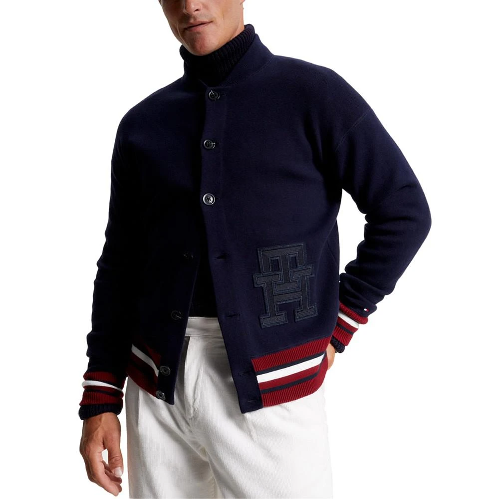 商品Tommy Hilfiger|Men's Monogram Logo Appliqué Knit Varsity Bomber Jacket,价格¥1098,第1张图片