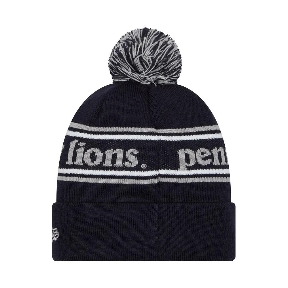 商品New Era|Men's Navy Penn State Nittany Lions Marquee Cuffed Knit Hat with Pom,价格¥224,第2张图片详细描述