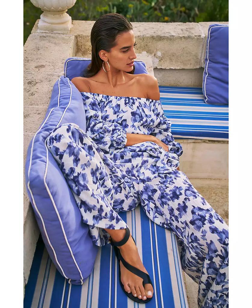 Shop Women's Floral Mid-Rise Wide-Leg Pants on Sale at