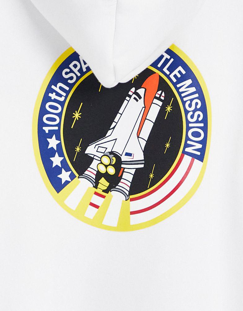 Alpha Industries NASA space shuttle back print hoodie in white商品第3张图片规格展示
