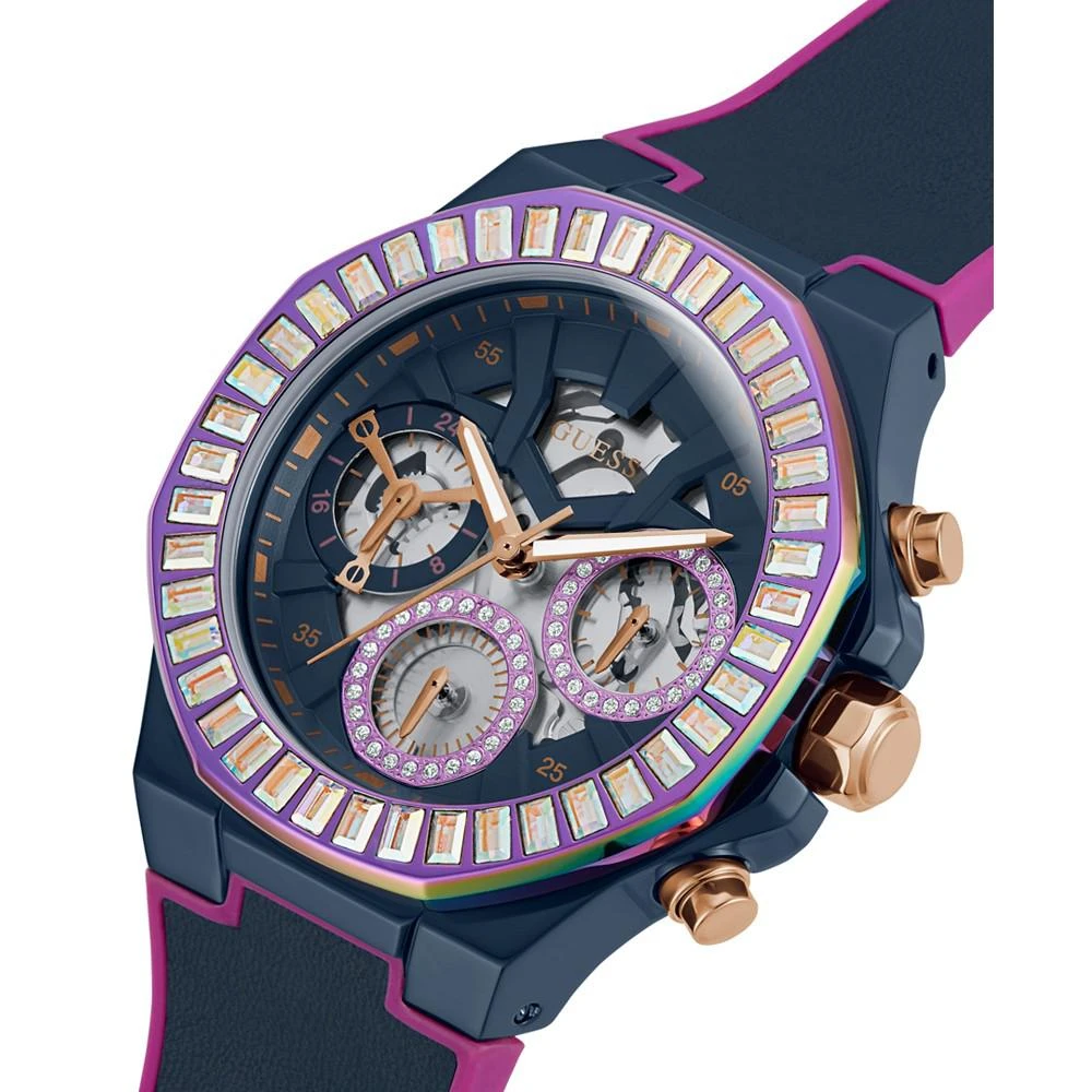 商品GUESS|Women's Navy Glitz Genuine Leather, Silicone Strap, Multi-Function Watch, 40mm,价格¥1127,第4张图片详细描述