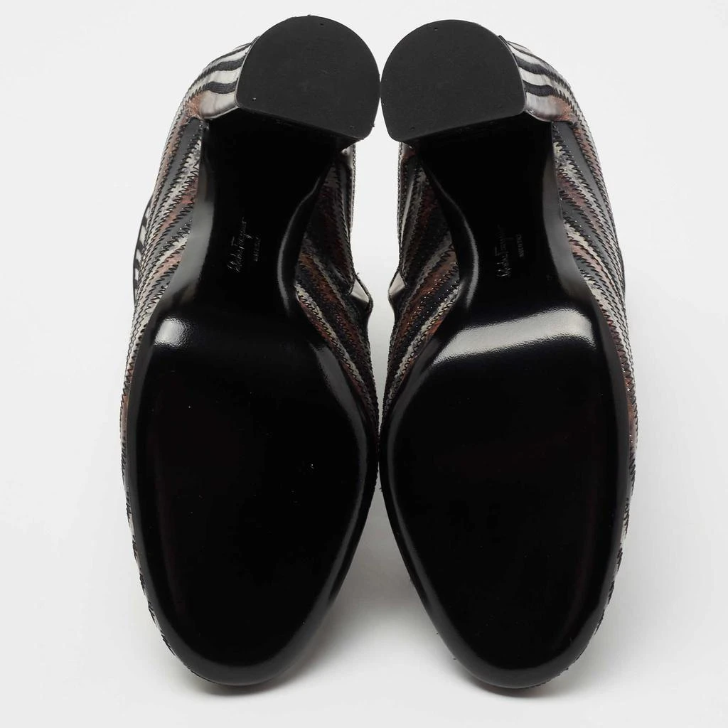 Salvatore Ferragamo Multicolor Leather Feeling Zig Zag Block Heel Ankle Boots Size 38.5   商品
