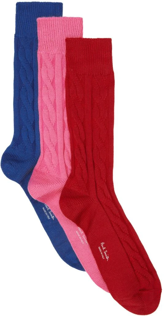 商品Paul Smith|Three-Pack Multicolor Cable Knit Socks,价格¥363,第1张图片