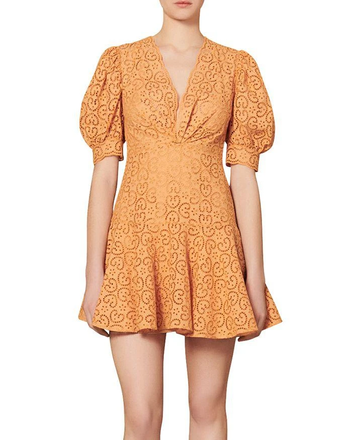 商品Sandro|Kendal Broderie Anglaise V Neck Dress,价格¥1642,第1张图片
