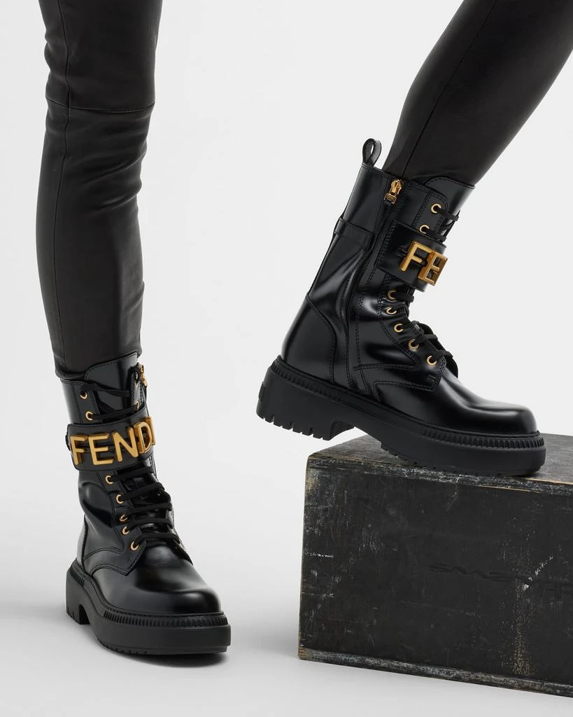 商品Fendi|Fendigraphy Logo-Cuff Biker Booties,价格¥12274,第2张图片详细描述