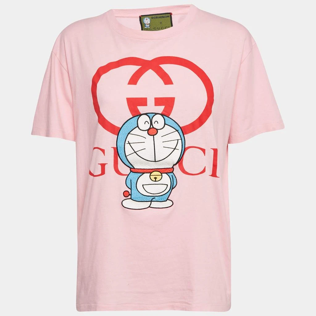 商品[二手商品] Gucci|Gucci x Doraemon Pink Embroidered Jersey Crewneck T-Shirt XS,价格¥1696,第1张图片