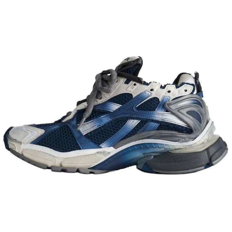商品[国内直发] Balenciaga|巴黎世家 Runner Gradient 做旧款 圆头系带 低帮 生活休闲鞋 男款 蓝色,价格¥6667,第1张图片