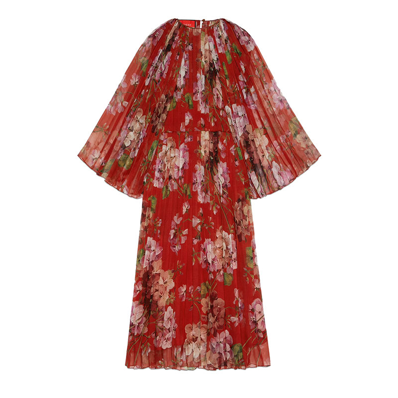 【预售3-7天】GUCCI/古驰 2015 Re-Edition系列 女士红色桑蚕丝花卉印花连衣裙662248ZFP426325商品第1张图片规格展示