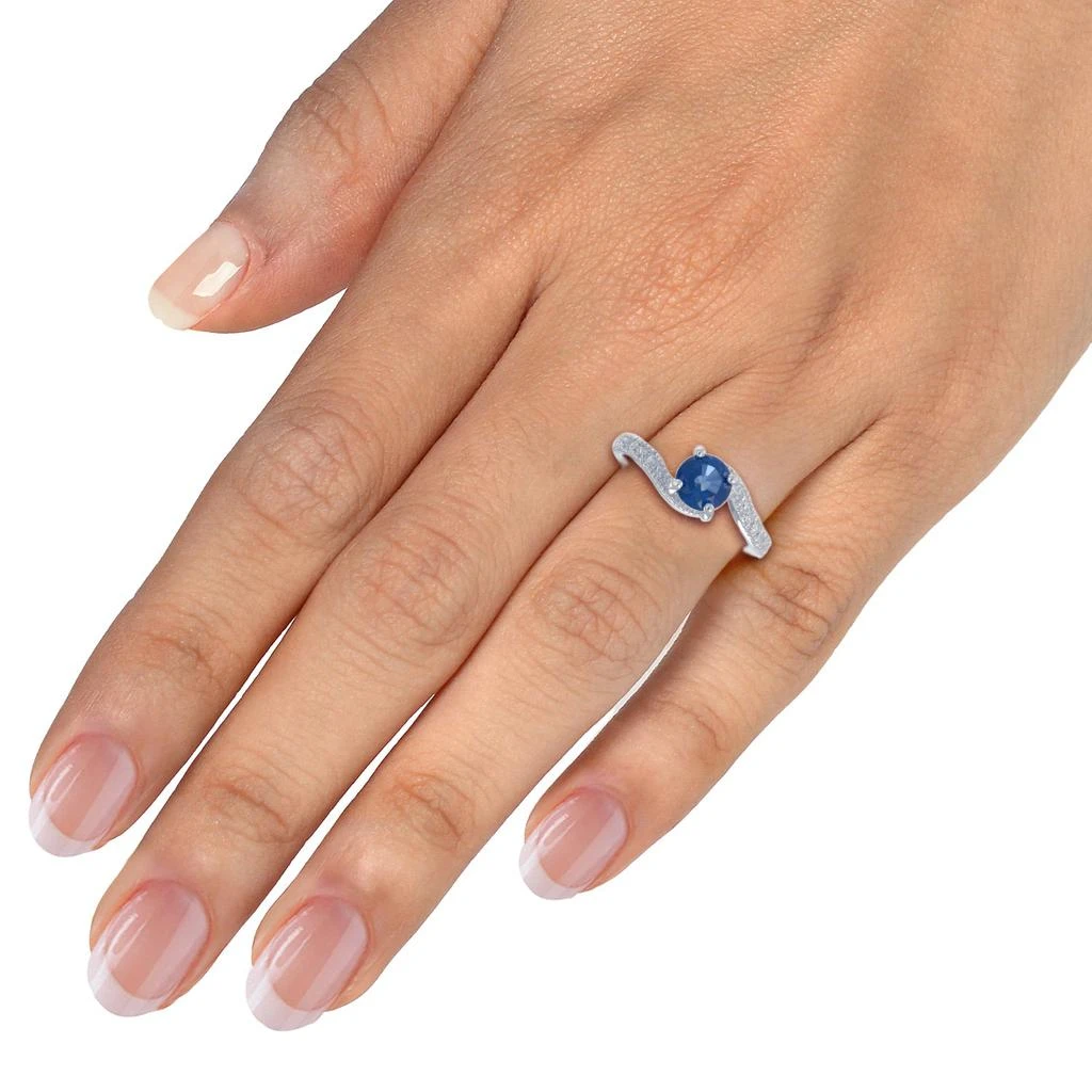 商品Vir Jewels|0.80 cttw Created Blue Sapphire Ring .925 Sterling Silver Rhodium Round 6 MM,价格¥477,第4张图片详细描述