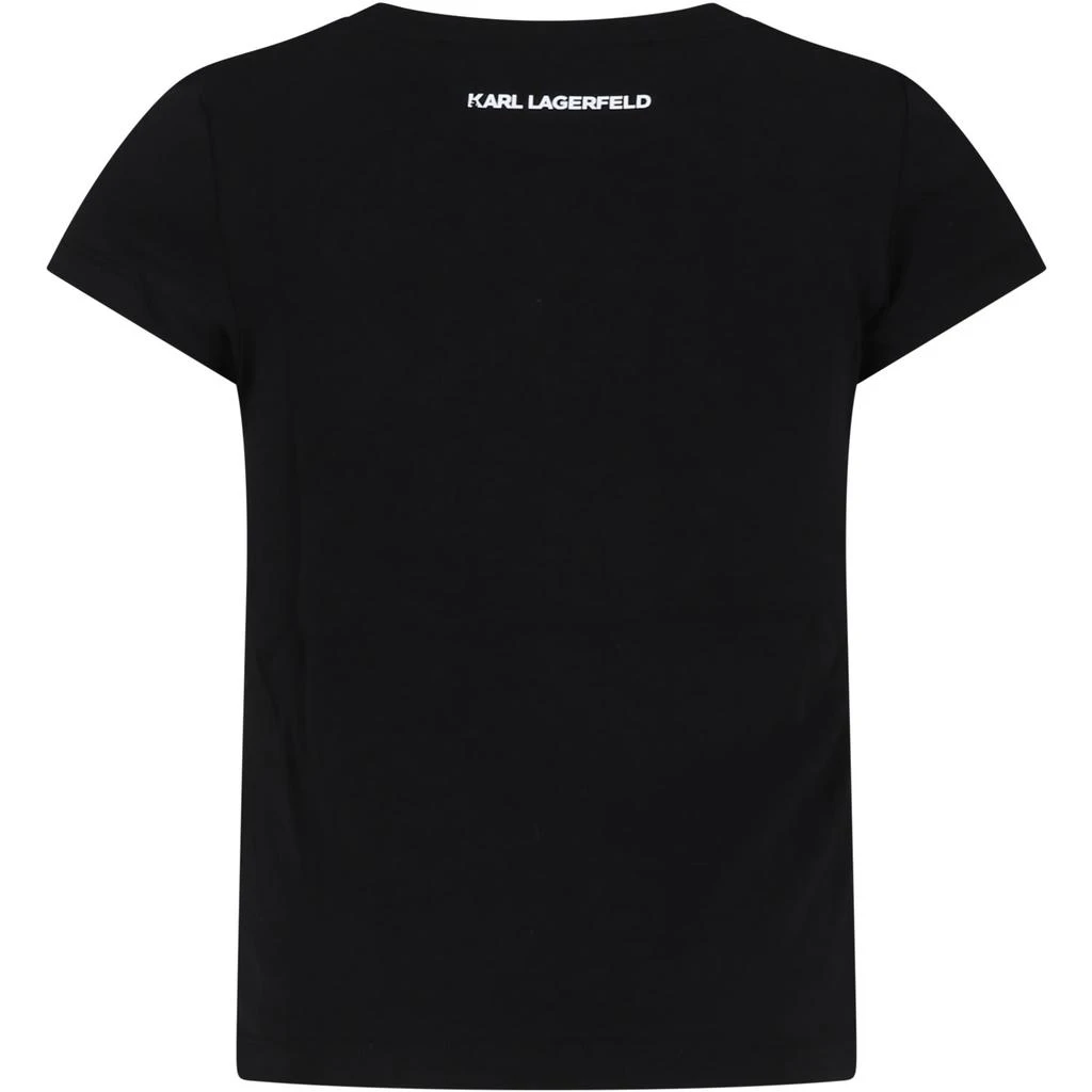 商品Karl Lagerfeld Paris|Black T-shirt For Girl With Logo,价格¥597,第2张图片详细描述