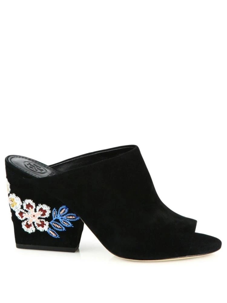 商品Tory Burch|Embroidered Suede Wedge Mules,价格¥1475,第5张图片详细描述