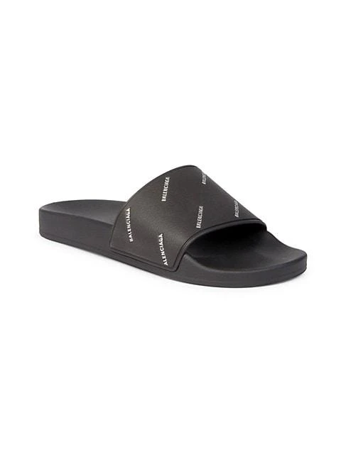 商品Balenciaga|Chrome Logo Pool Slide Sandals,价格¥996,第2张图片详细描述