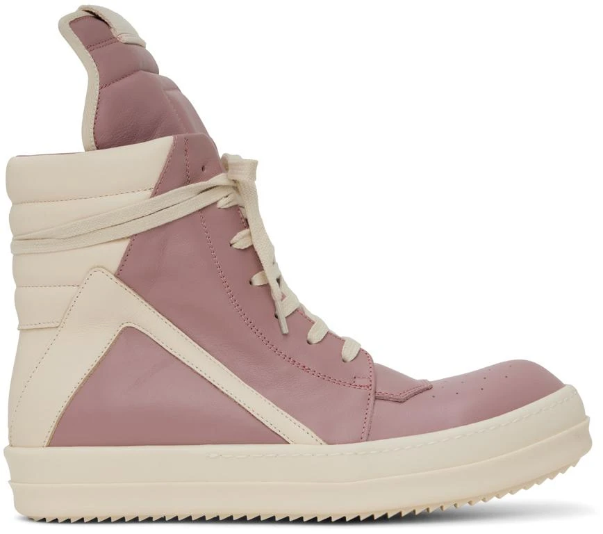 商品Rick Owens|Pink & Off-White Geobasket Sneakers,价格¥9002,第1张图片