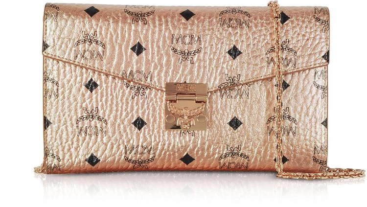 商品MCM|MCM Champagne Gold Patricia Visetos Large Wallet Crossbody Bag,价格¥4959,第1张图片