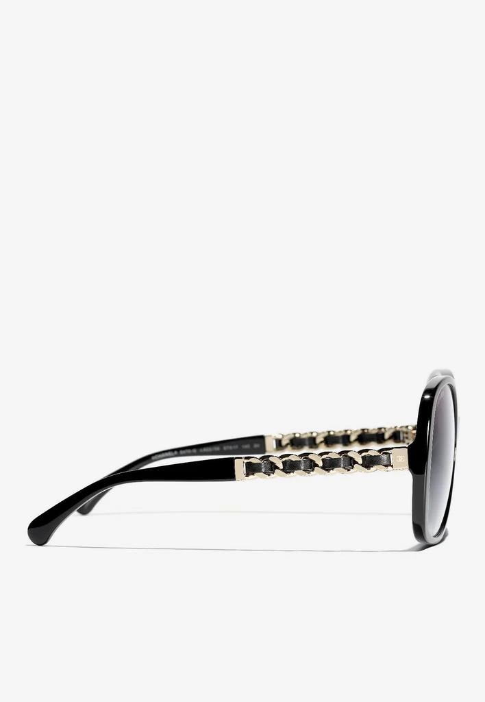 商品Chanel|Oversized Rectangular Sunglasses with Chain Detail,价格¥2980,第3张图片详细描述