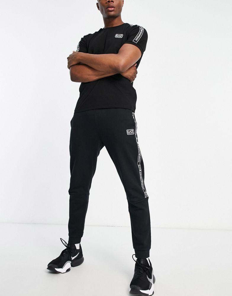 Armani EA7 taped logo joggers in black商品第4张图片规格展示