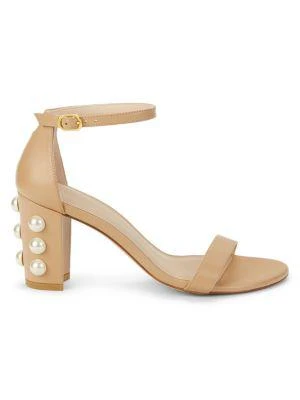 商品Stuart Weitzman|Women's Nearly Nude Leather Block-Heel Sandals,价格¥1107,第1张图片