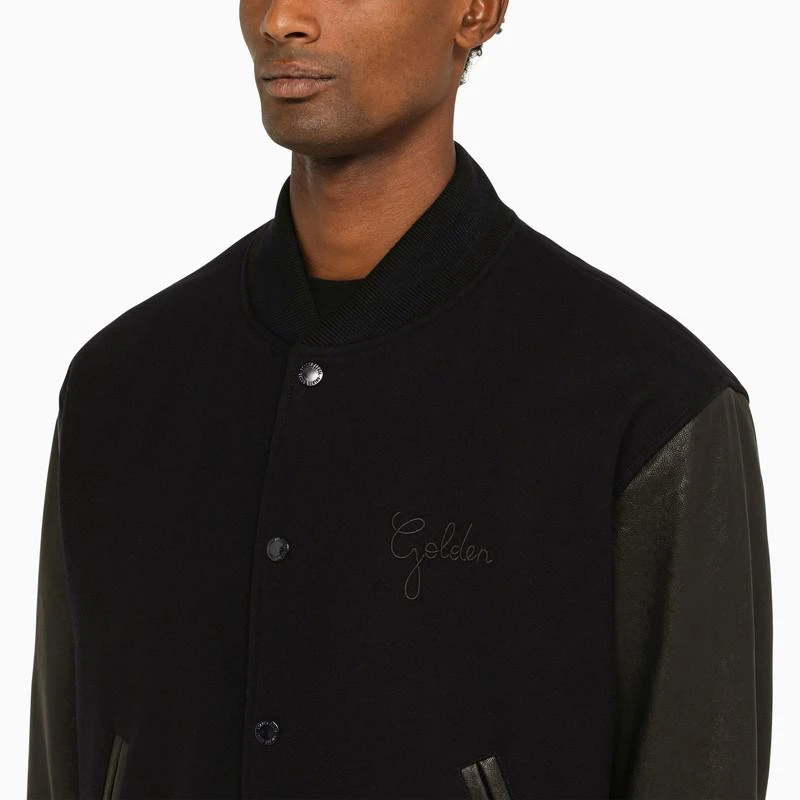 商品Golden Goose|Navy blue bomber jacket with leather sleeves,价格¥4880,第4张图片详细描述