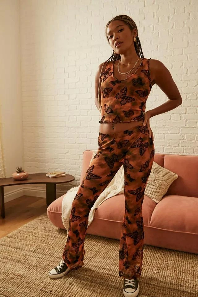 商品Urban Outfitters|UO Georgia Mesh Flare Butterfly Pant,价格¥368,第1张图片