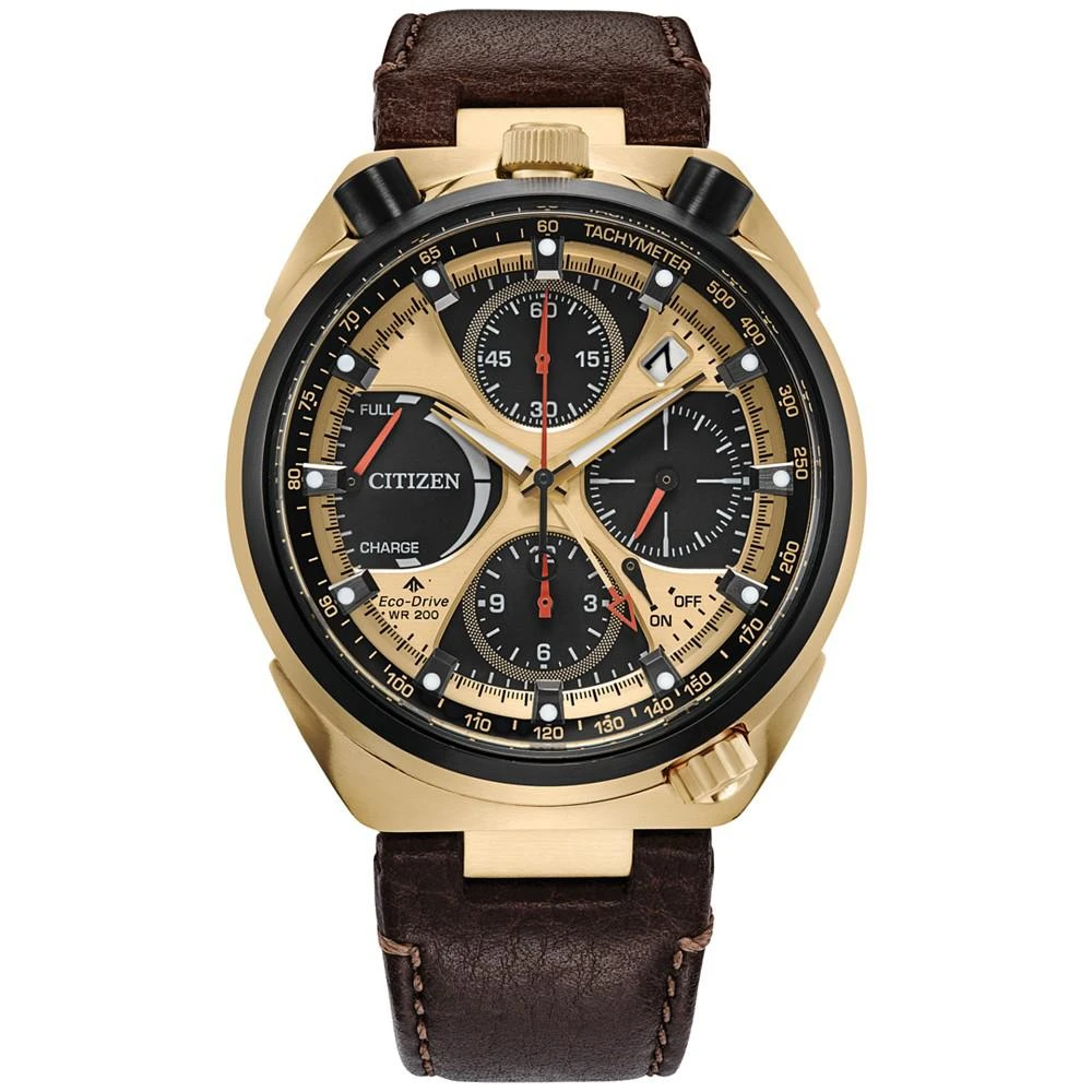 商品Citizen|Eco-Drive Men's Chronograph Tsuno Brown Leather Strap Watch 45mm,价格¥8918,第1张图片
