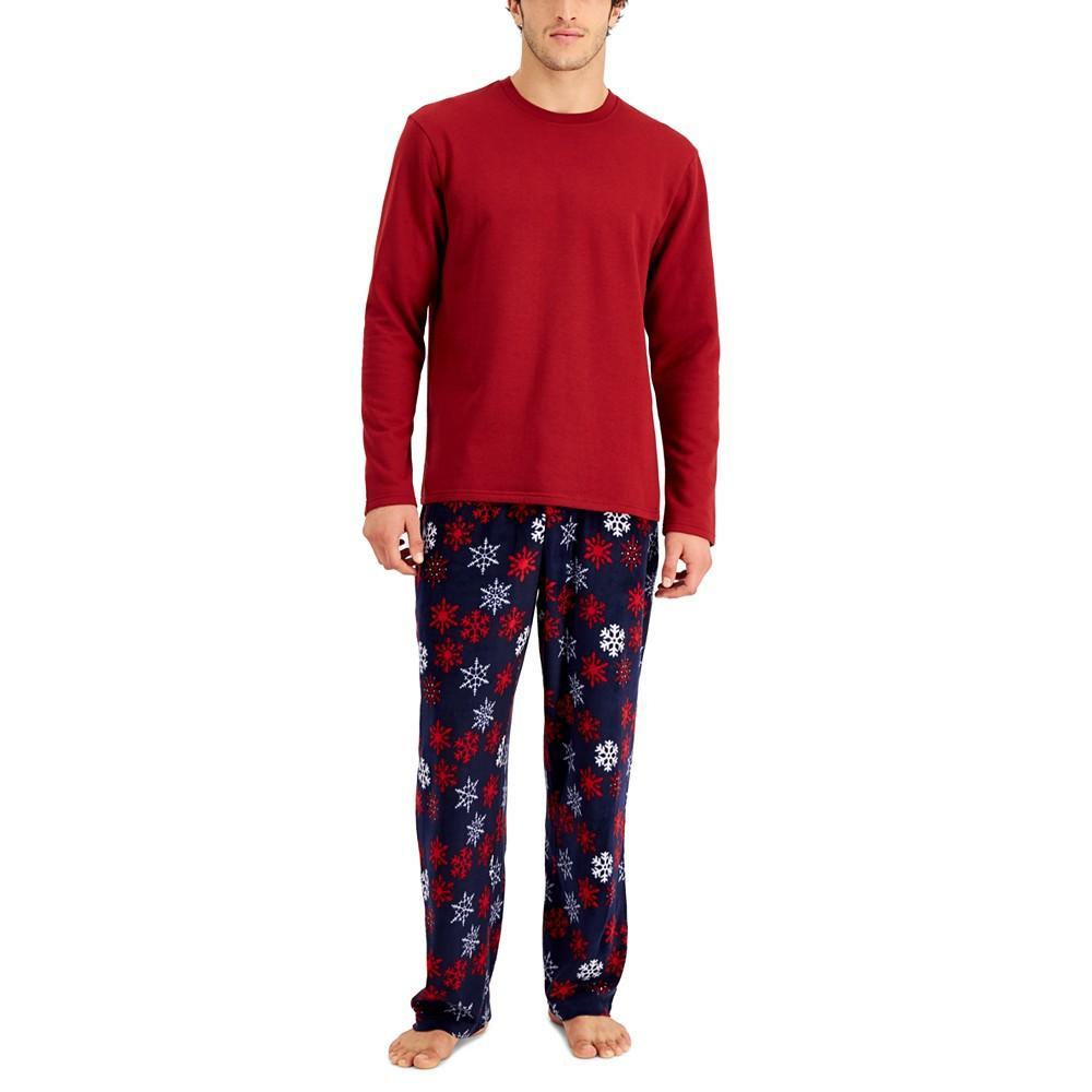 商品Club Room|Men's 2-Pc. Long-Sleeve T-Shirt & Buffalo Plaid Fleece Pajama Pants Set, Created for Macy's,价格¥147-¥183,第1张图片