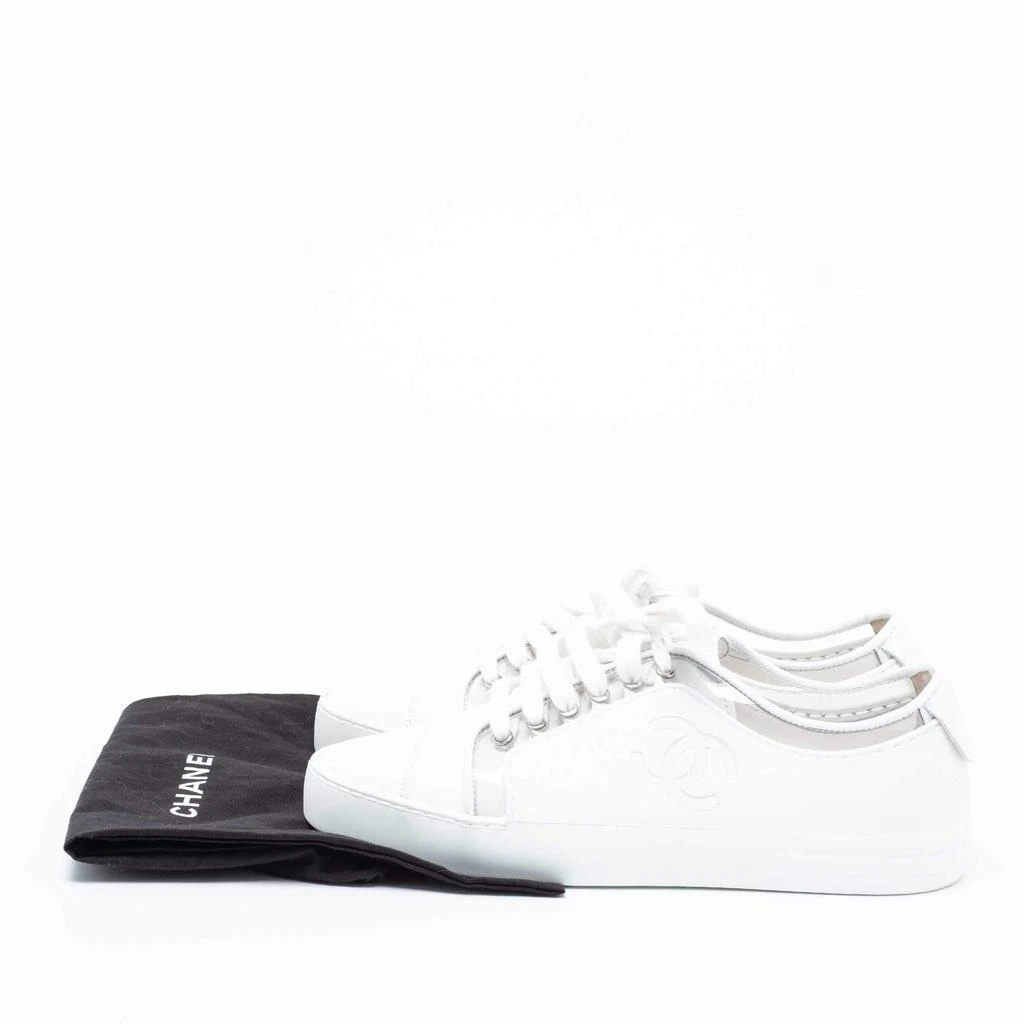 Chanel White Leather and PVC CC Low-Top Sneakers 38.5 商品