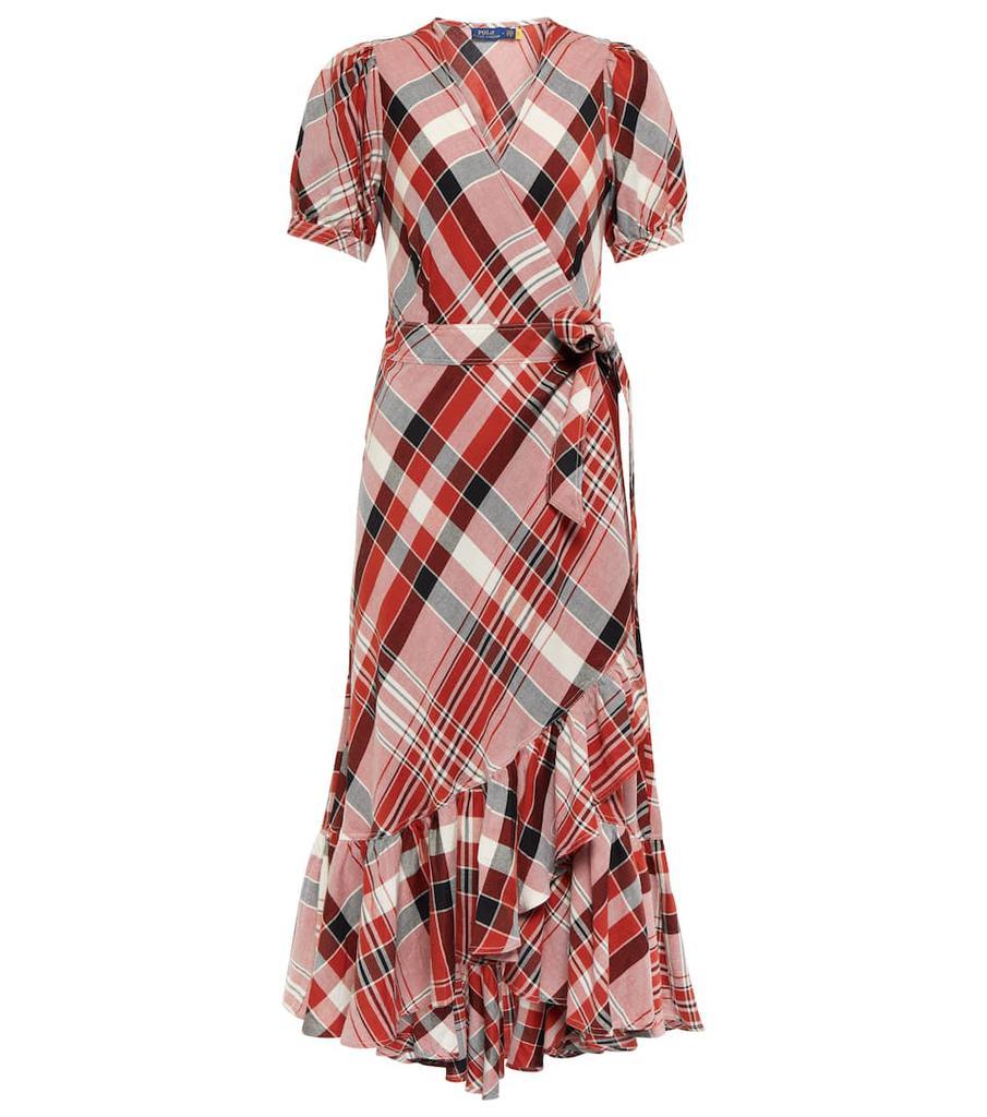 商品Ralph Lauren|格纹棉质混纺中长裹身连衣裙,价格¥1239,第1张图片