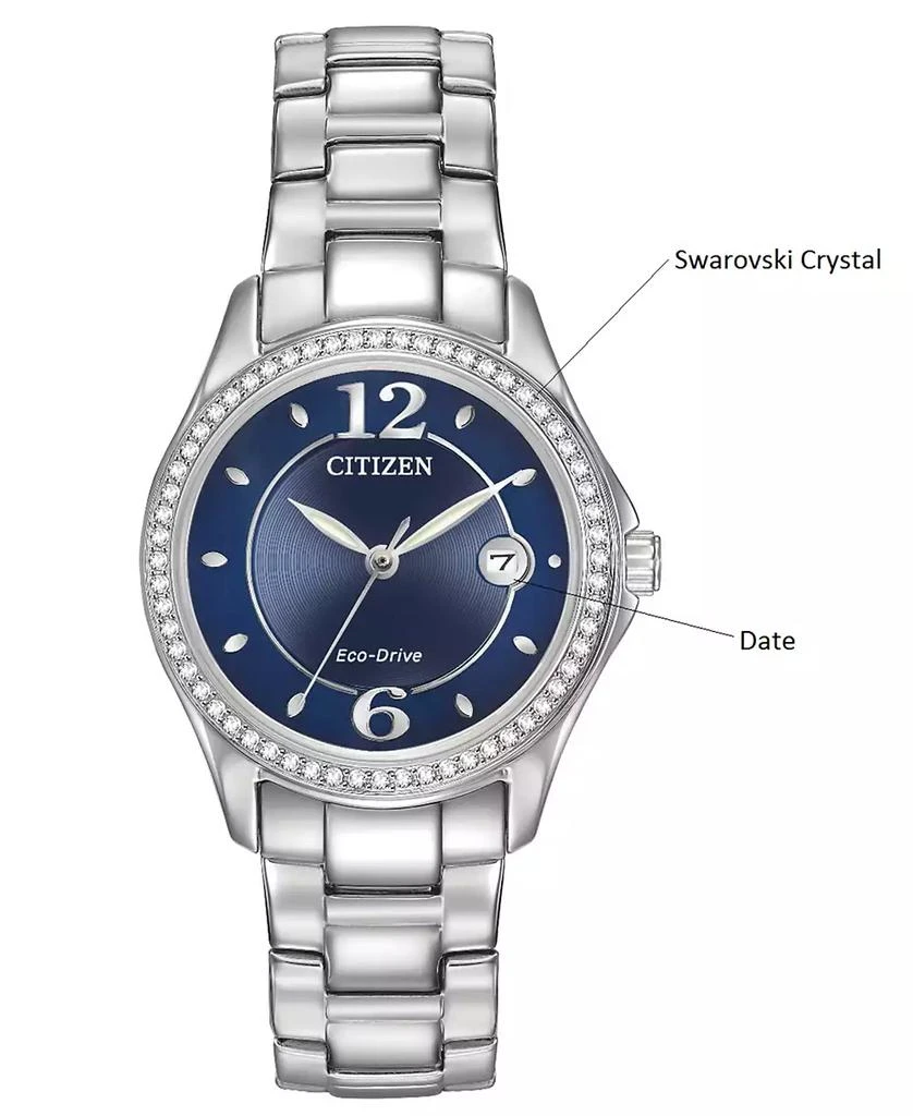 商品Citizen|Women's Eco-Drive Crystal-Accented Stainless Steel Bracelet Watch 29mm FE1140-86L,价格¥1109,第2张图片详细描述