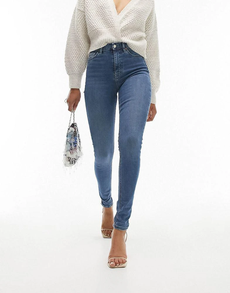 商品Topshop|Topshop Tall high rise Jamie jeans in mid blue,价格¥258,第4张图片详细描述
