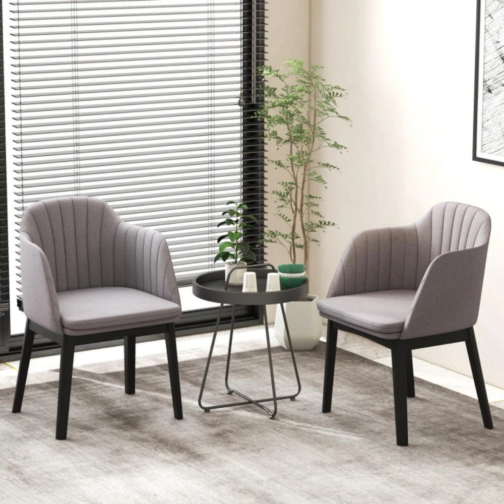 商品Hivvago|Upholstered Velvet Accent Modern Dining Chairs Set of 2 with Curved Backrests-Grey,价格¥1444,第2张图片详细描述