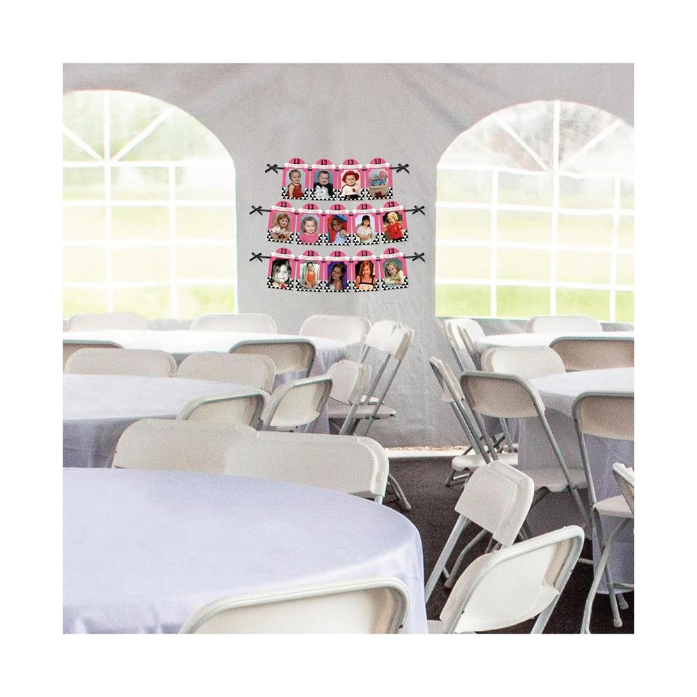 商品Big Dot of Happiness|Chic 13th Birthday Pink Black & Gold DIY Decor Picture Display Photo Banner,价格¥119,第3张图片详细描述