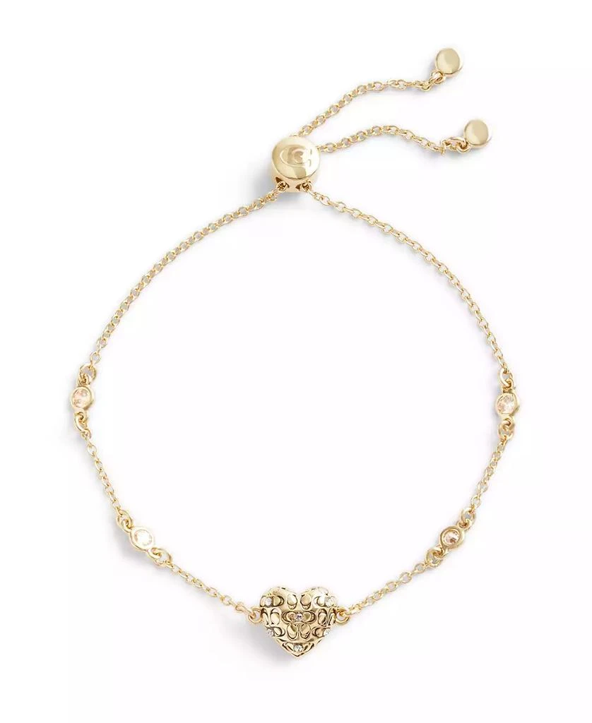 商品Coach|Cubic Zirconia Signature Quilted Heart Slider Bracelet,价格¥721,第2张图片详细描述